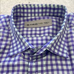 ETRO purple and white checked men’s shirt size XL.